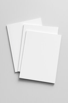 Blank white books stack