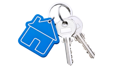 House keychain with keys isolated on transparent background