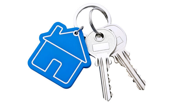 House keychain with keys isolated on transparent background