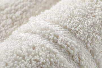 Detailed surface of a pristine white towel with woven texture