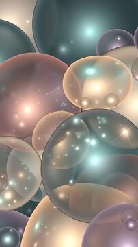 Colorful Transparent Bubbles with Reflections and Shine.