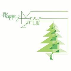 Linear fir tree with Happy New Year text, minimal design