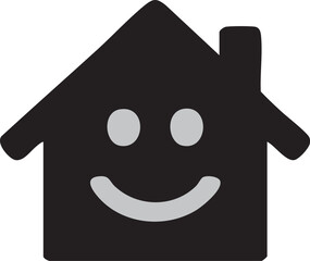 Obraz premium Happy Home Icon with a Friendly Smile