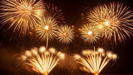Fototapeta premium Vibrant fireworks display on a dark night sky