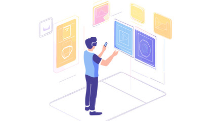 Man Interacting with Digital Interface Elements 2.