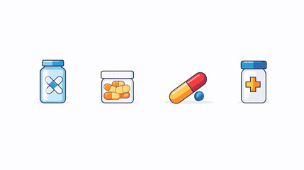 Medical Icons Representing Various Medications.