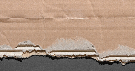 Corrugated cardboard background, brown textured paper backdrop, close-up texture details with copy space for text