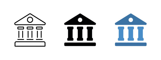 Bank Icon Vector Representing Financial Institution Building with Columns for Banking, Finance, Investment, Credit, and Money Management in Business and Fintech UI Design
