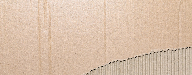Corrugated cardboard background, brown textured paper backdrop, close-up texture details with copy space for text