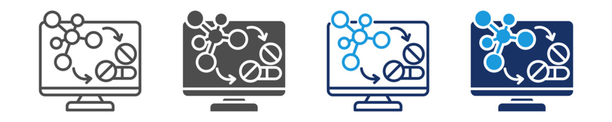 molecular docking icon set multiple concept