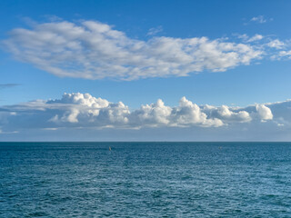 Bournemouth, UK - November 18th 2025: Cloudy sky over Poole Bay.
