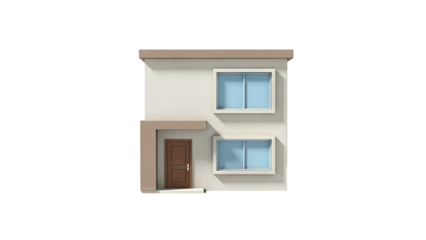 Minimalist Two-Story House with Brown Door and Windows