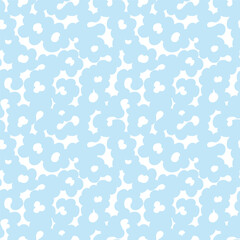 Vector abstract floral seamless pattern. Hand drawn bold blue flowers on white background. 