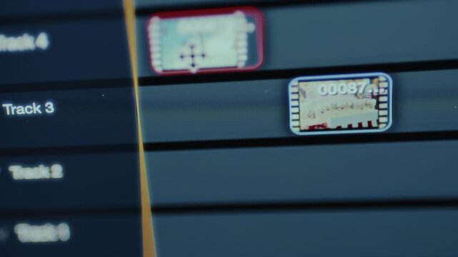 Video clips placed on tracks in a video editing software