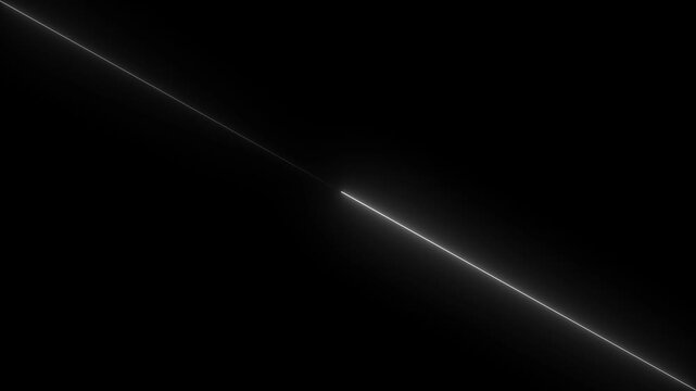 Blue color neon line .Glowing horizontal neon lines streaming across on the screen, loop animation on black background. 4k video