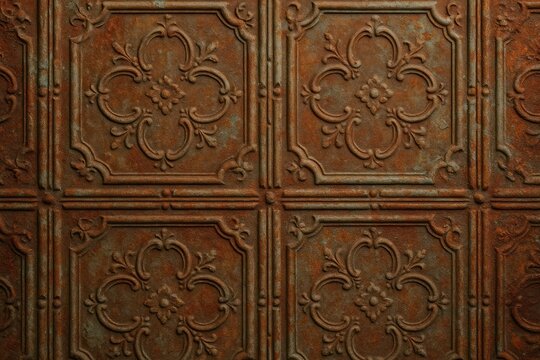 Vintage ornate metal tile pattern background