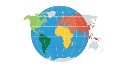 Fototapeta premium 3D blue earth globe vector illustration featuring a world map with continents and oceans as a global geography business concept icon