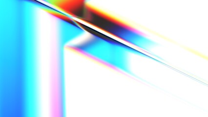 Abstract iridescent reflections and refractions on glass, 3d render