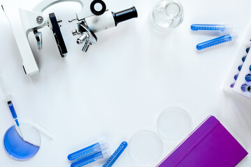 doctor workplace at lab top view