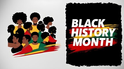 Vibrant Black History Month Celebration With Diverse Group Of People And Bold Colorful Text