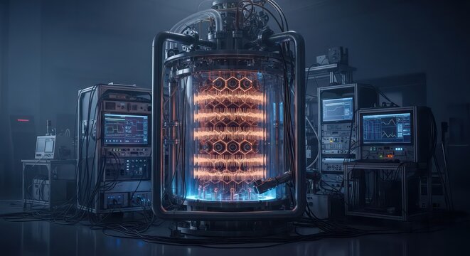Futuristic Fusion Reactor Core Glowing with Intense Energy in a High-Tech Laboratory.