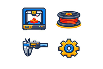 Fototapeta premium 3D Printing Icon Set