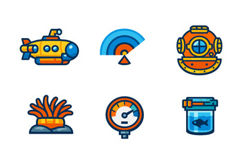 Fototapeta premium Underwater and Ocean Themed Icons