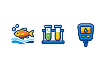 Set of icons for water quality testing and aquarium management © Andrei