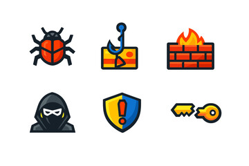 Fototapeta premium Cybersecurity Icons Set