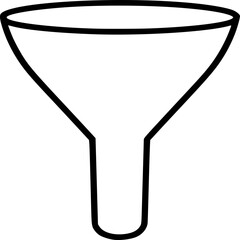 Funnel: A minimalistic illustration depicts a classic funnel, a simple tool with a wide opening that tapers down to a narrow outlet. The funnel design stands out.