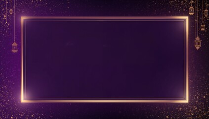 Obraz premium Elegant Purple Background with Golden Lanterns and Sparkling Lights