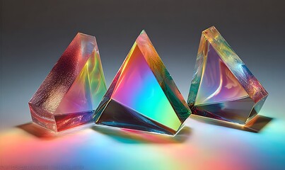 Abstract 3d design featuring a colorful geometric pattern of rainbow cubes and origami pyramids set as a vector illustration backdrop for business art