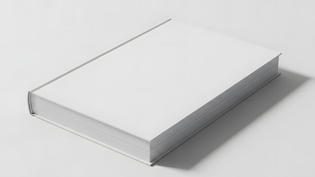 Blank White Hardcover Book Mockup Lying Flat on White Background for Publishing Design