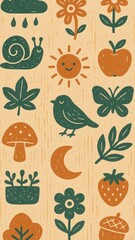 Whimsical nature-inspired mobile wallpaper