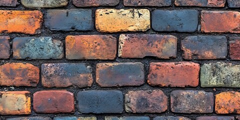 Obraz premium Dramatic Brick Texture Rugged Urban Architecture with Rich History and Character in Dark Tones