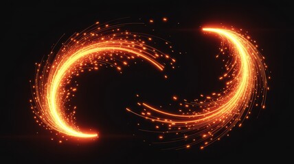 Vibrant orange light trails swirling in dynamic motion