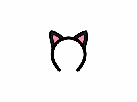 silhouette vector headband cat ear model white background