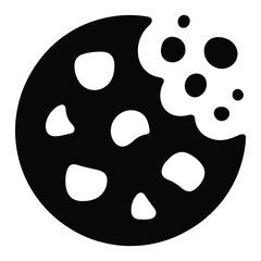 Fototapeta premium Cookie with Bite Taken Out, Solid Black Silhouette on Transparent Background, Symbolizing Temptation and Cookie Icon for Simple Snack Imagery