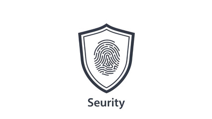 Security shield icon with fingerprint isolated on transparent background