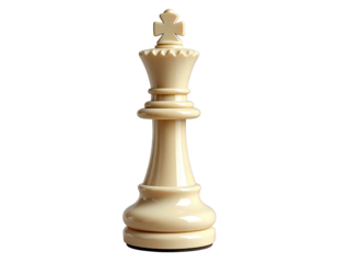 Ivory king chess piece, cross-topped, against black
