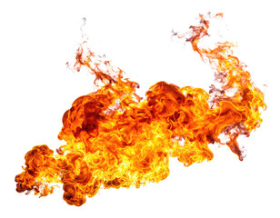 Fiery burst flames, smoke, heat. Black background