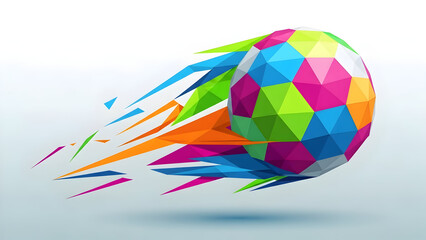 Vibrant polygonal sphere with dynamic colorful motion