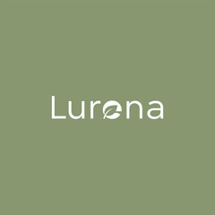 Fototapeta premium Lurena brand logo with leaf element on green background. Vector Logo design.