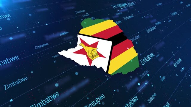 Zimbabwe Geographic Map and Flag Animated Motion Graphic Background