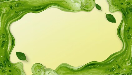 Green Smoothie Frame with Fresh Ingredients and Natural Textures