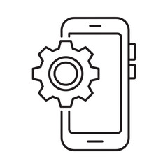 Obraz premium Smartphone settings interface with gear icon a minimalist technology illustration