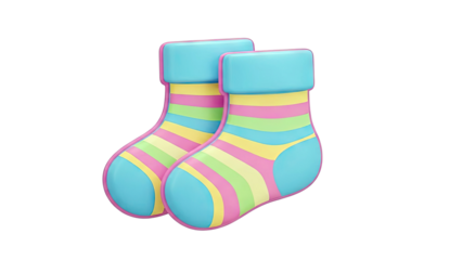 Colorful Striped Socks 3D Icon