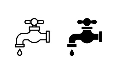 A simple black and white illustration of two faucet icons side by side.