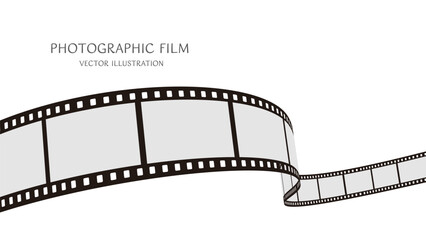 16:9の背景素材：ダイナミックな動きをした35mm写真フィルムのベクターイラストデータ