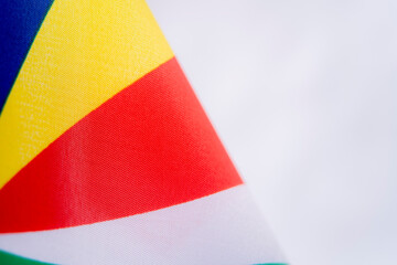 Close Up Seychelles Flag Fabric Texture Background